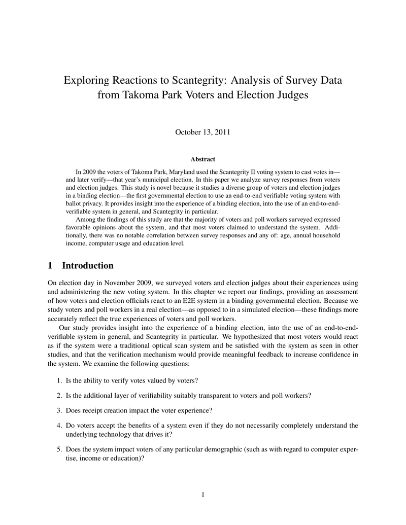 Exploring Reactions to Scantegrity: Analysis of Survey Data from Takoma Park Voters and Election Judges